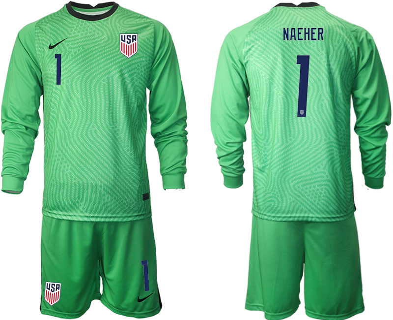 Men 2020-2021 Season National team United States goalkeeper Long sleeve green #1 Soccer Jersey->customized soccer jersey->Custom Jersey